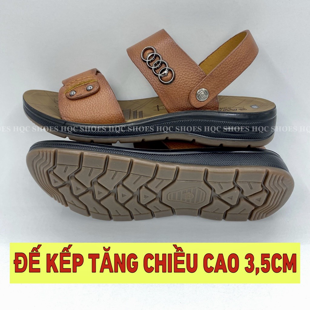 Dép nam da bò cao cấp đế kếp siêu bền tăng chiều cao 3,5cm DE332