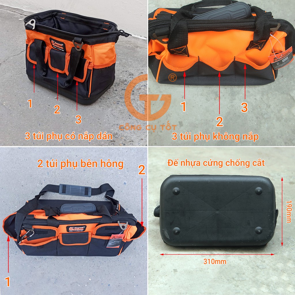 Túi đồ nghề Kapusi vải dù đáy nhựa cứng Nhật Bản