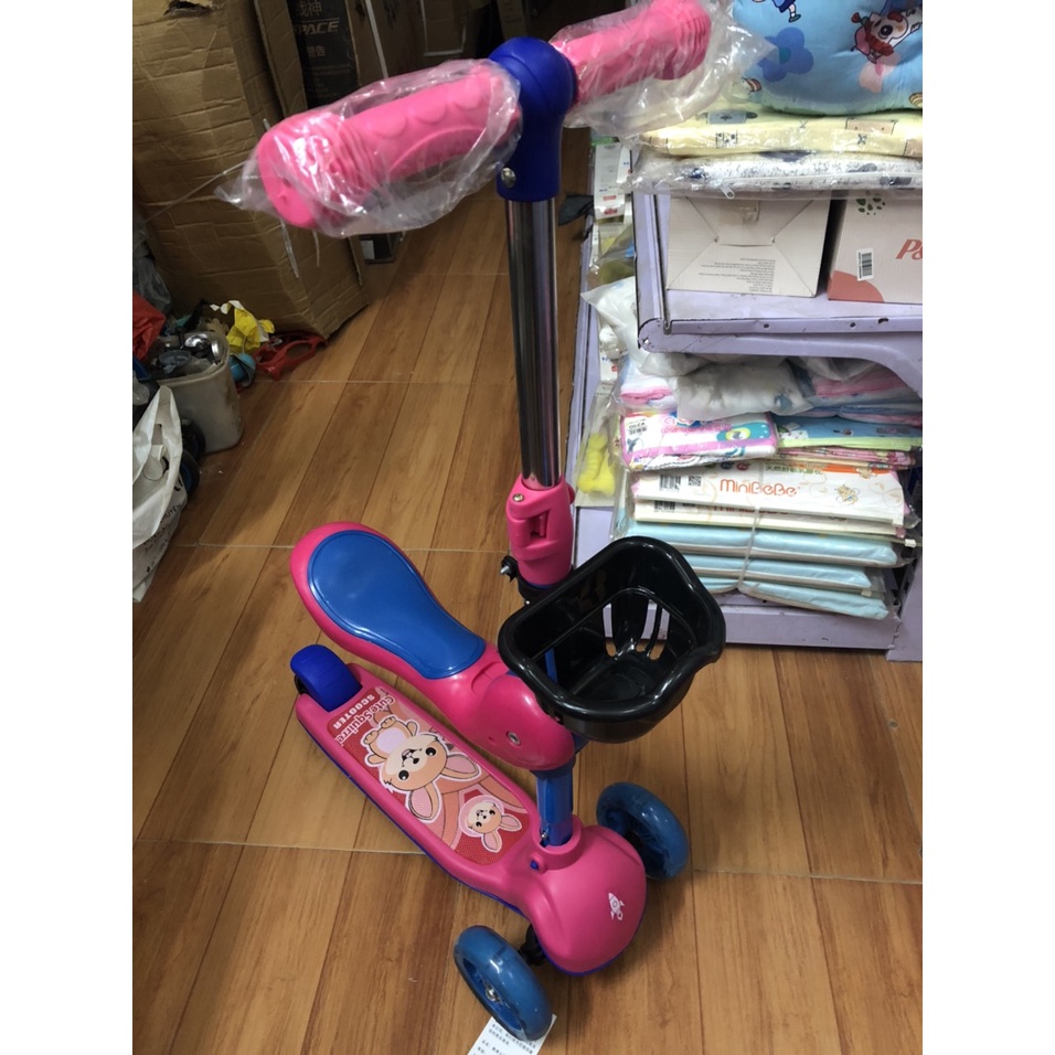 Xe trượt scooter có nhạc có đèn kiêm xe chòi chân 3 trong 1 ( Scooter 3 in 1 )