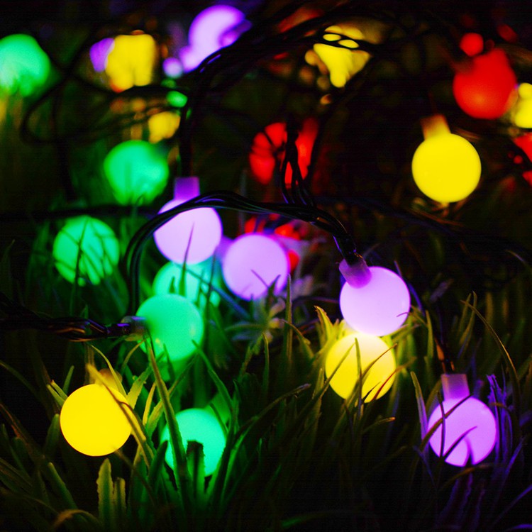 (Xài Điện 220V) Dây Đèn Led Trang Trí Cherry Ball Dài 8 Mét 80 Bóng Tròn Nhiều Màu, Có Phích Nối Dài Dây