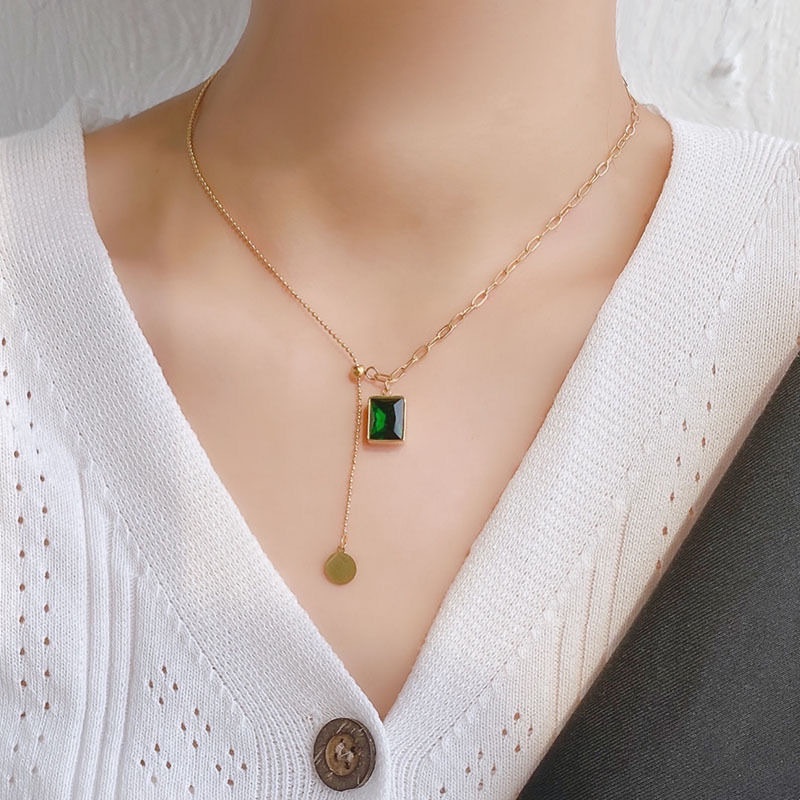 Dây Chuyền Hạt Tròn / Vuông Bằng Thép Titan Phong Cách Hàn Quốc Thời Trang Mới 2023 Dễ Phối Đồ Dành Cho Bạn Nữ