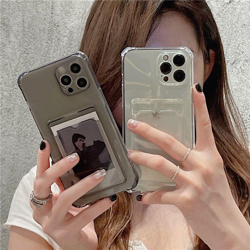 Ốp Điện Thoại TPU Silicon Trong Suốt Chống Sốc Kèm Ngăn Đựng Thẻ Cho IPhone 13 Pro Max 13 mini