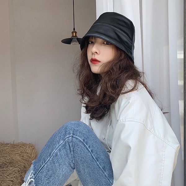 Mũ bucket xô chất liệu da PU mới