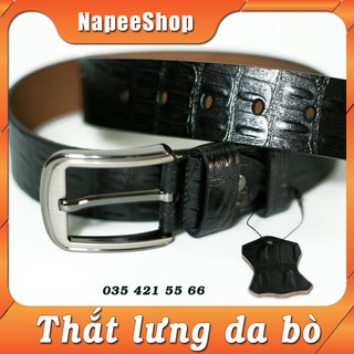 Dây Lưng Da Bò Khoa Kim Công Sở KN002 da bò thật 1 lớp dập vân cá sấu khóa hợp kim cao cấp
