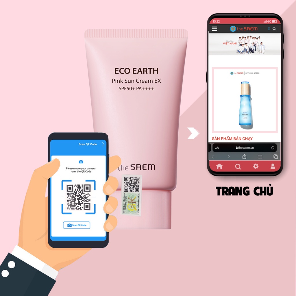 Kem chống nắng THE SAEM - Kem chống nắng the seam same Eco Earth Sun Cream
