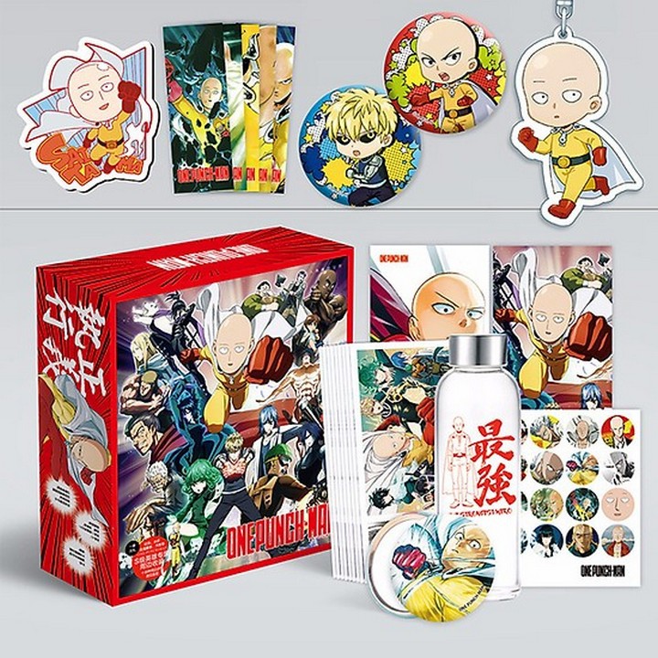 (200) Hộp quà tặng anime One punch man cú đấm hủy diệt hộp to có bình nước ảnh dán One-Punch man