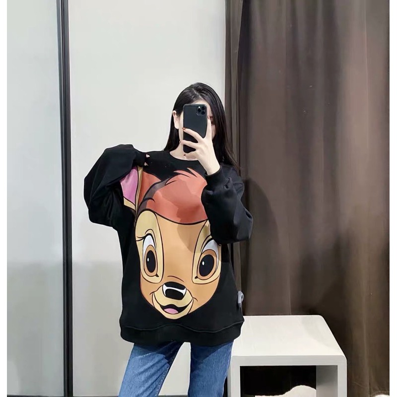 Áo hoddie hoạ tiết mặt nai Zara tuồn👉Order 7-10d