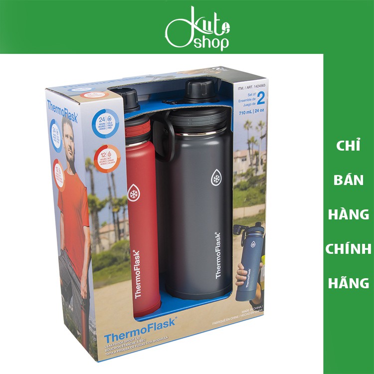 Set 2 bình giữ nhiệt nắp treo Thermo Flask x 710ml & 1.2L