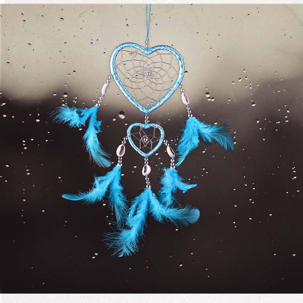 ZAIJIE Indian Ann Style Feather Home Decoration Wind Chimes Dream Catcher Love Heart Wall Ornaments Ins Car Interior/Multicolor