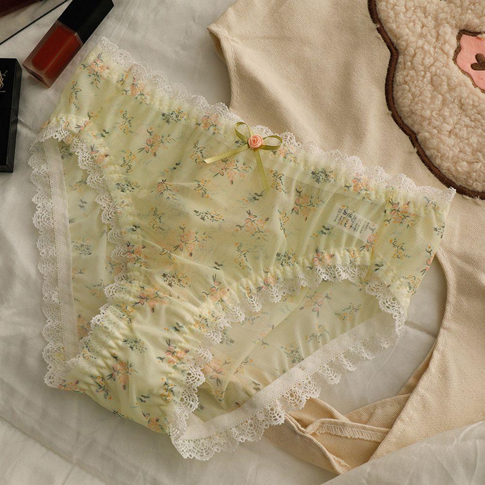 Quần Lót Cotton Co Giãn Thoáng Khí Họa Tiết Hoa Thời Trang Cho Nữ