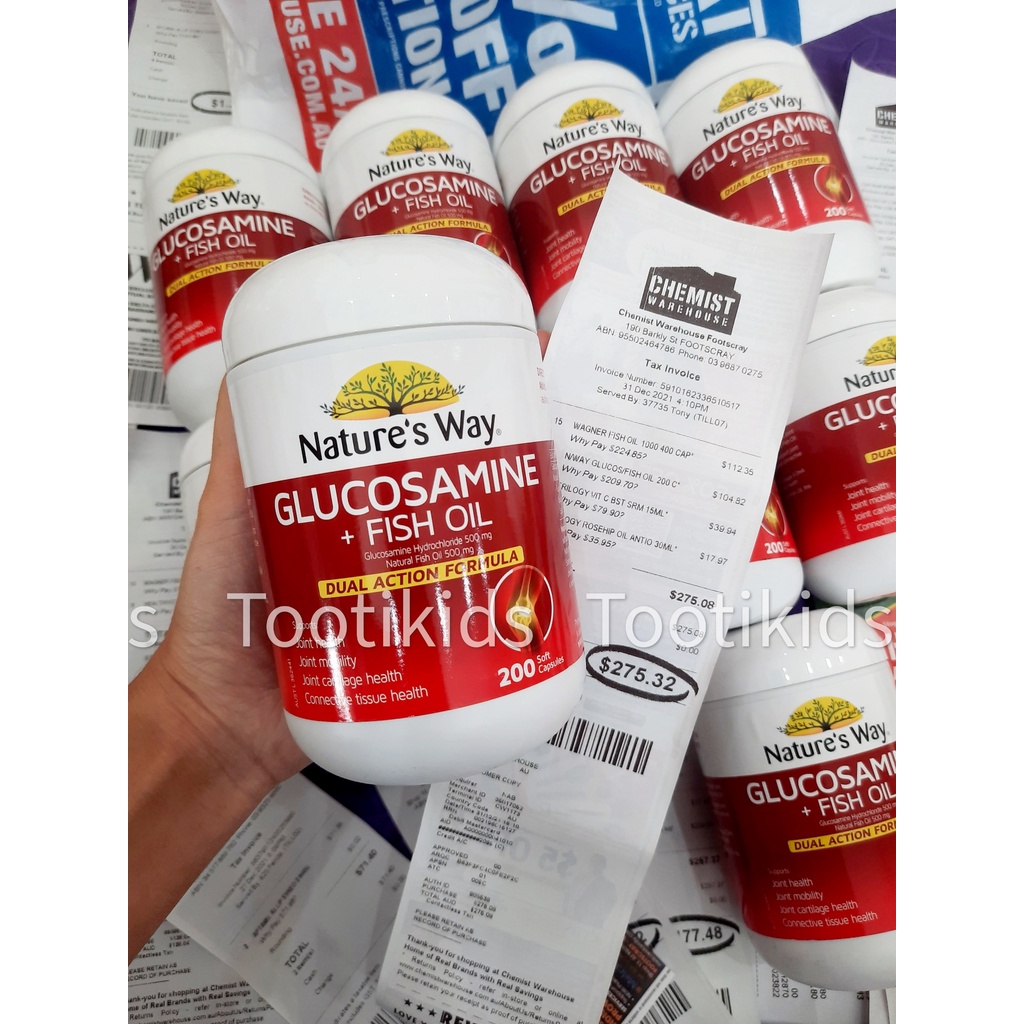 Viên uống bổ khớp Nature's Way Glucosamine + Fish Oil 200v - hàng Úc đủ BILL đi air
