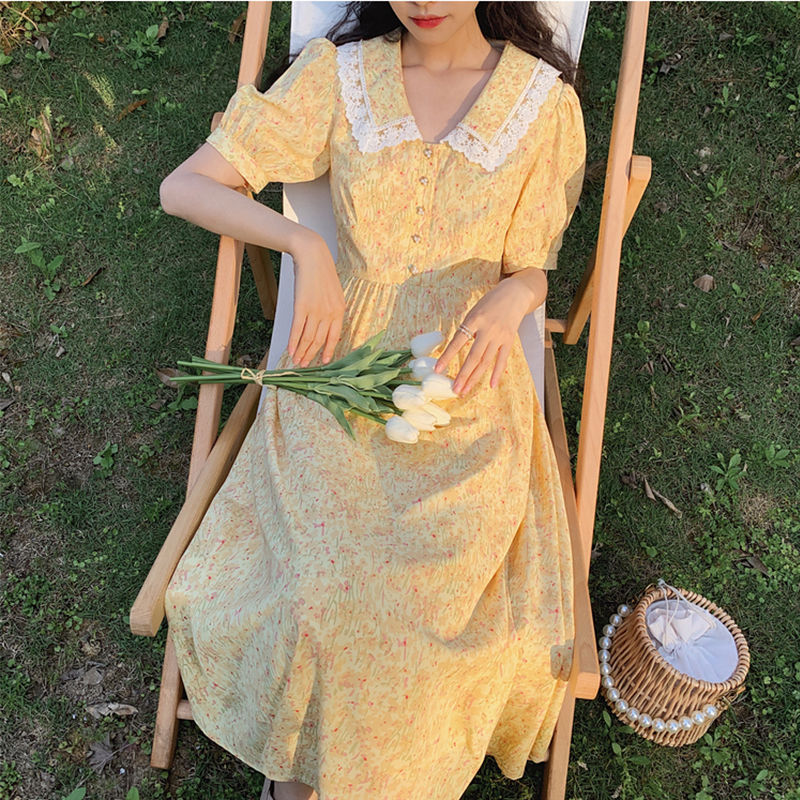 Đầm Maxi Chất Chiffon Hoạ Tiết Hoa Phong Cách Retro