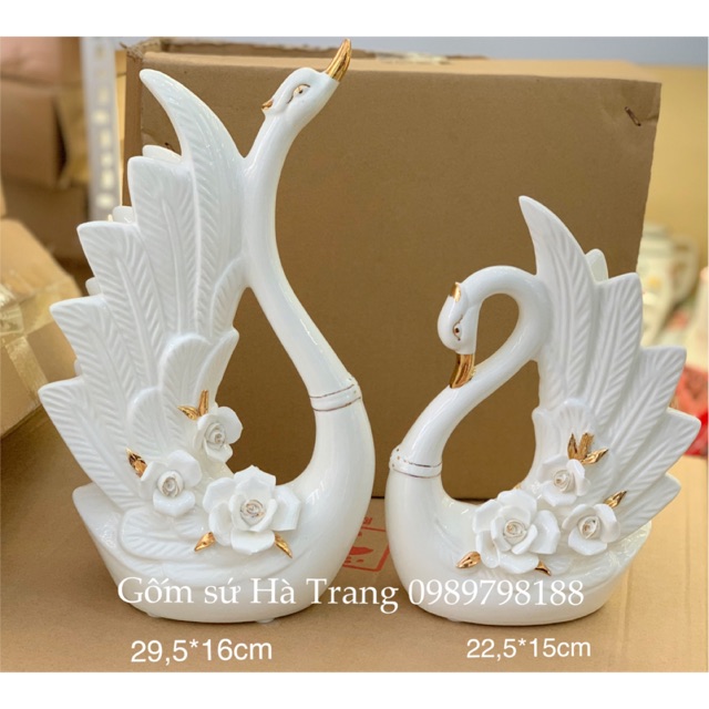 Set decor thiên nga đôi chất liệu gốm sứ mẫu 03