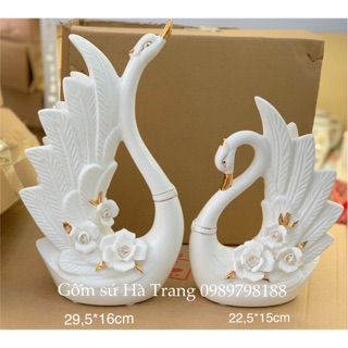Set decor thiên nga đôi chất liệu gốm sứ mẫu 03