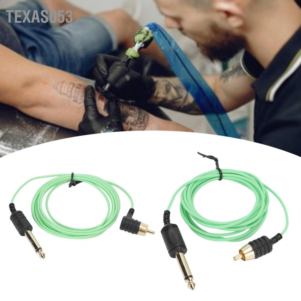 Hàng HOT Dây cáp máy hình xăm RCA chuyên nghiệ Truyền tốt Kết nối chặt chẽ Màu xanh lá cây Chiều dài 2.13m【Texas053】