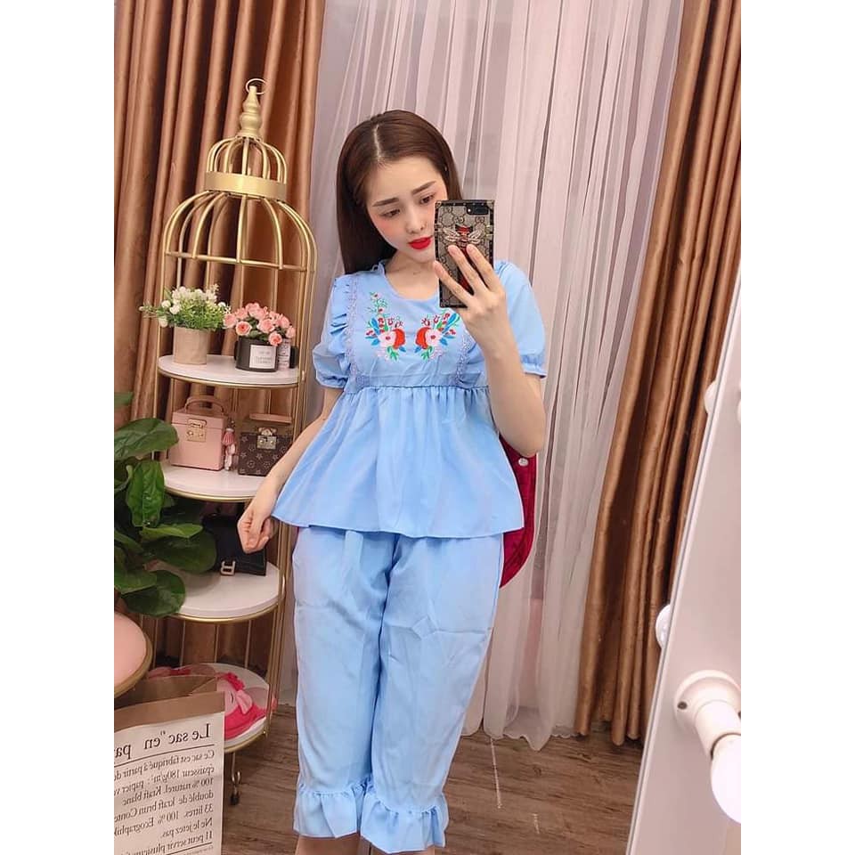 Bộ lụa lửng kiểu babydoll hàng may kĩ lên form chuẩn