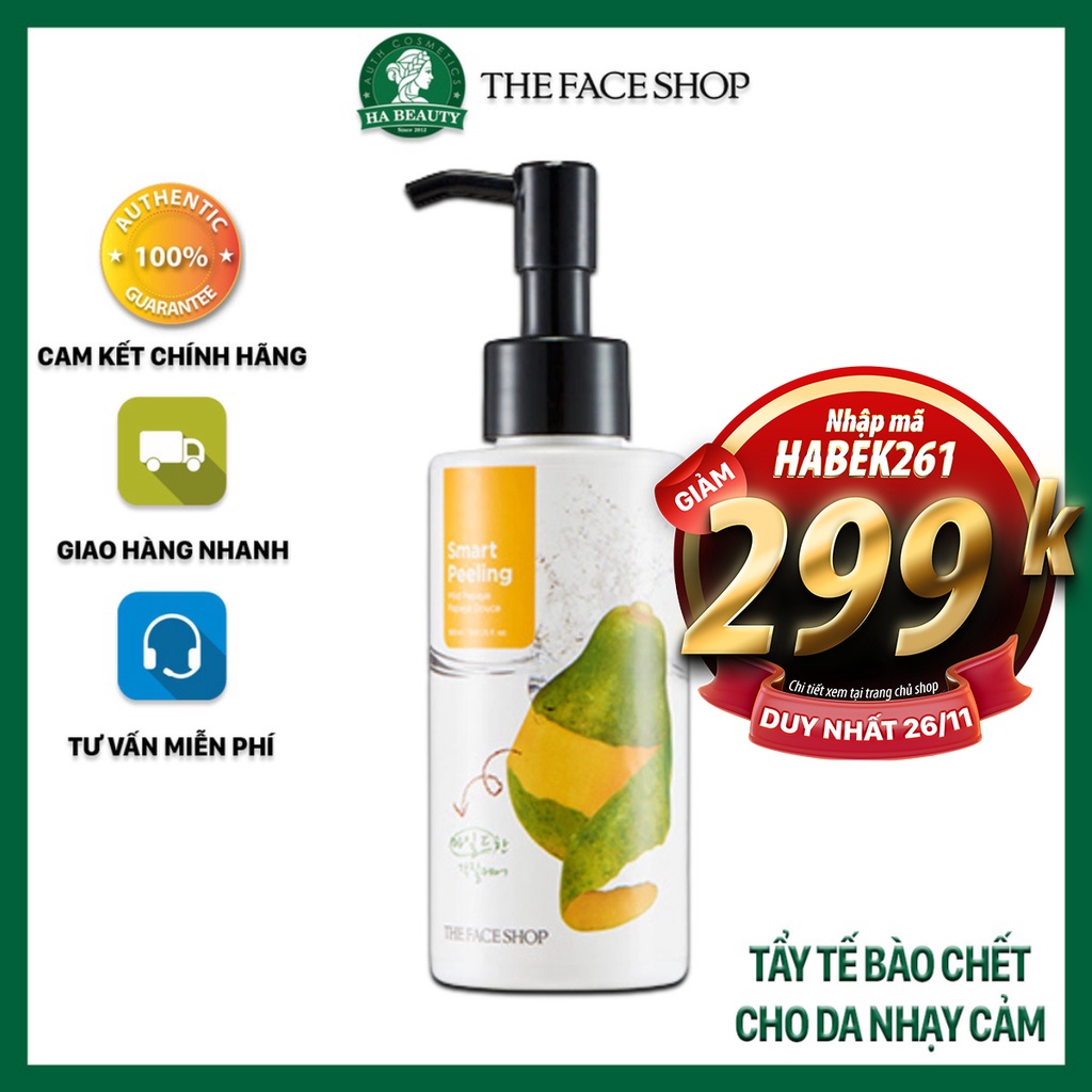 Tẩy tế bào chết cho da nhạy cảm The Face Shop Hà Beauty đu đủ dịu nhẹ Hàn Quốc Smart Peeling Mild Papaya 150ml | BigBuy360 - bigbuy360.vn