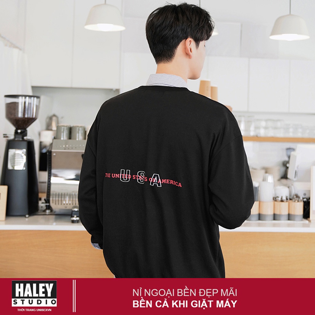 Áo Sweater USA Haley 4 màu vải nỉ bông dày ấm áp đường may kỹ