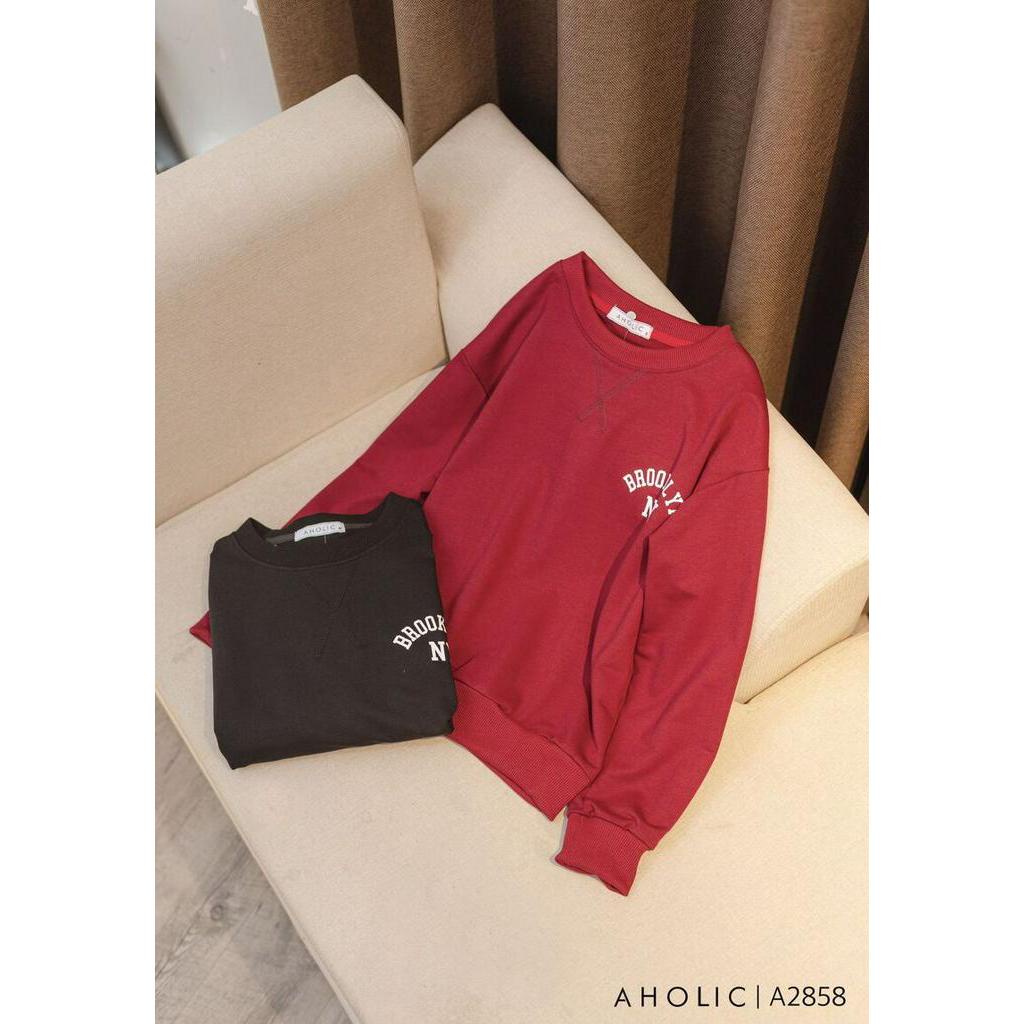 Bộ nỉ da cá 2 màu brooklin đỏ đen Aholic A2858