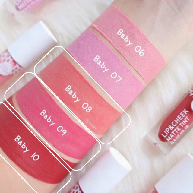 (Auth Thái) SON KEM &amp; MÁ HỒNG DẠNG LÌ LIP&amp;CHEEK MATTE TINT BABY BRIGHT