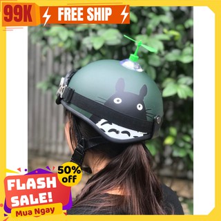COMBO mũ ( nón ) bảo hiểm nửa đầu 1/2 TOTORO XANH  + KÍNH PHI CÔNG VÀ CHONG CHÓNG