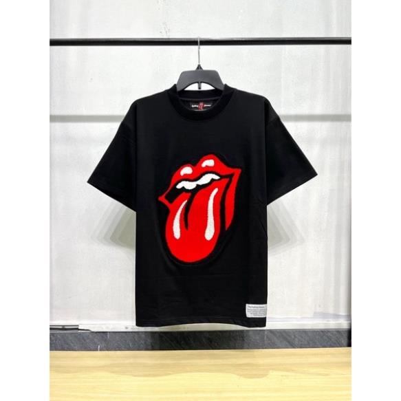 Áo Thun TayRolling Stone,Áo Thun Cọc Tay in Nổi Hình Môi 100% Cotton Hotrend