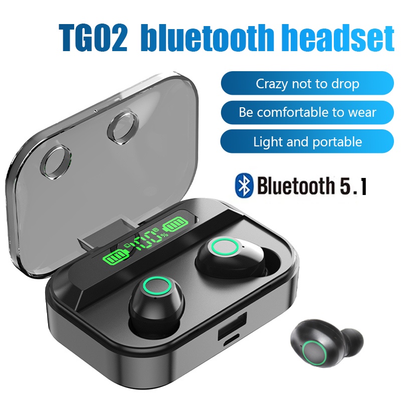 Tai nghe không dây bluetooth 5.1 VITOG TWS Vitong TG02 chống thấm nước có micro cho điện thoại Xiaomi Samsung