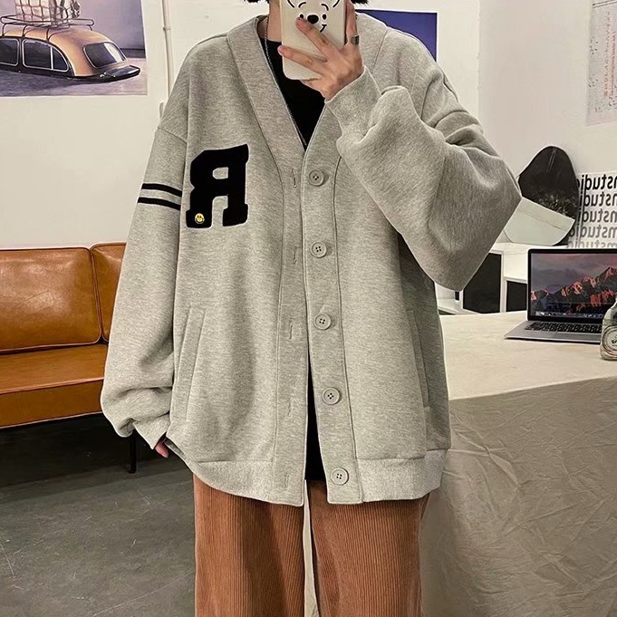 Áo Khoác Bóng Chày Cổ Chữ V Thời Trang Hàn Quốc