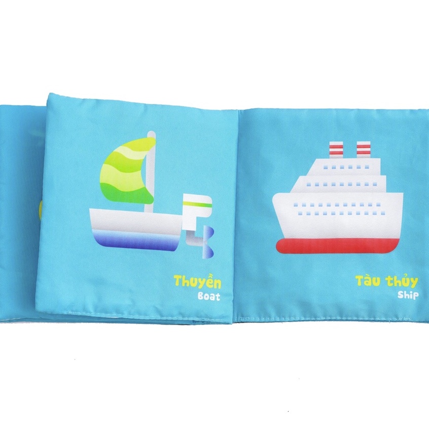 Đồ Chơi Giáo Dục Sớm Sách Vải Phương Tiện Giao Thông - Cho Bé Phát Triển Đa Giác Quan - Lalala baby
