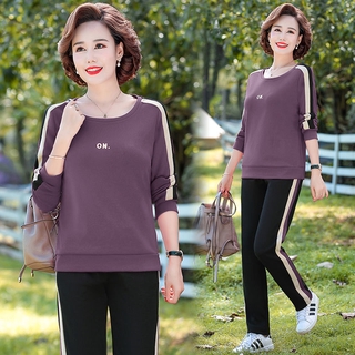 Set đồ bộ thể thao tay dài thời trang cho phụ nữ trung niên 2020