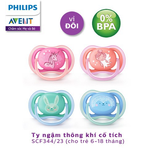 Ty Ngậm Chỉnh Nha Philips AVENT Ultra Air Siêu Mềm 6-18M  CHO BÉ