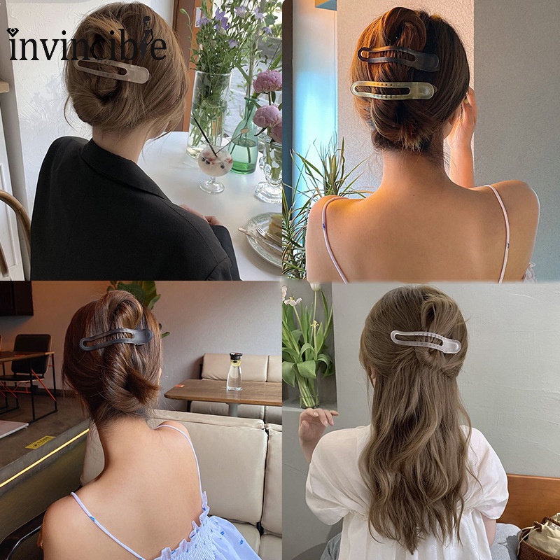 Kẹp Tóc Nhựa Trong Suốt Kiểu Dáng Cổ Điển Dành Cho Nữ