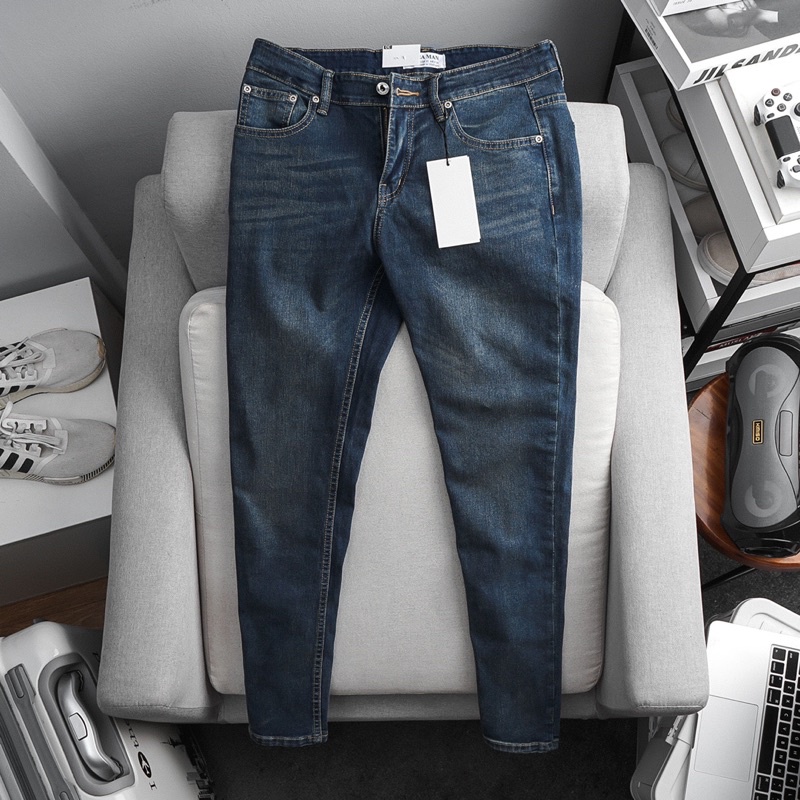 Quần jean dài nam denim cao cấp ống ôm slim fit xuất xịn co giãn