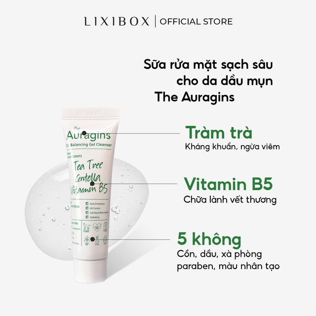 [HB Gift] Combo Túi vải Lixibox, Gel rửa mặt sạch sâu The Auragins 30ml, Gel dưỡng ẩm giảm thâm The Auragins 10ml | BigBuy360 - bigbuy360.vn