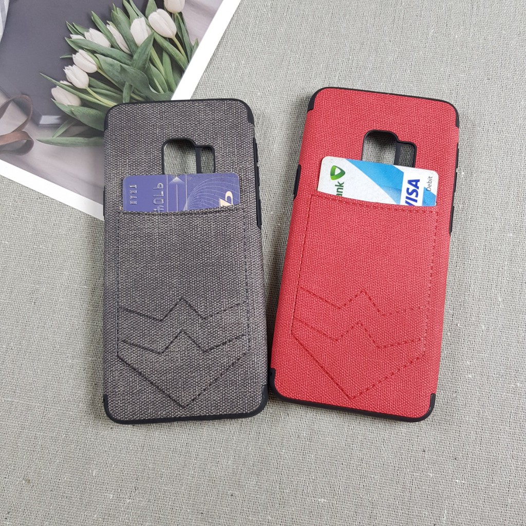 Ốp S9/S9 Plus hoàn thiện bởi vải jeans, viền silicon dẻo có thêm túi đựng thẻ