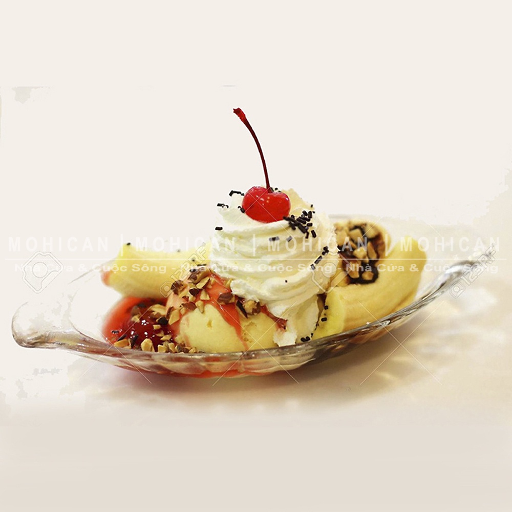 Ly thủy tinh Ocean Alaska Banana Split Dish 350ml hình chiếc thuyền, đĩa xuồng ăn kem, đựng bánh dễ thương OCEG-P00116