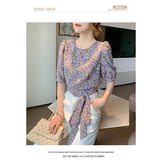 *ÁO HOA CROPTOP THẮT NƠ EO XINH SẮN DỄ PHỐI ĐỒ
