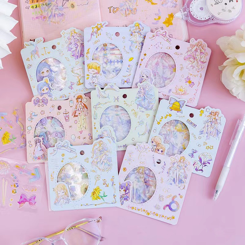 Sticker 4 tờ 8*8cm họa tiết trang trí cute