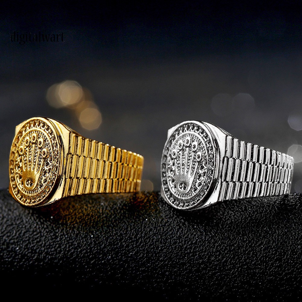 Nhẫn Khắc Hình Vương Miện Đính Đá Thời Trang Cho Nam Nữ