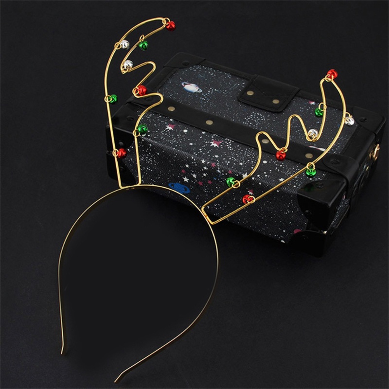 Băng Đô Cài Tóc Hình Sừng Hươu Có Chuông Nhiều Màu Sắc Bằng Kim Loại Cho Trẻ Em