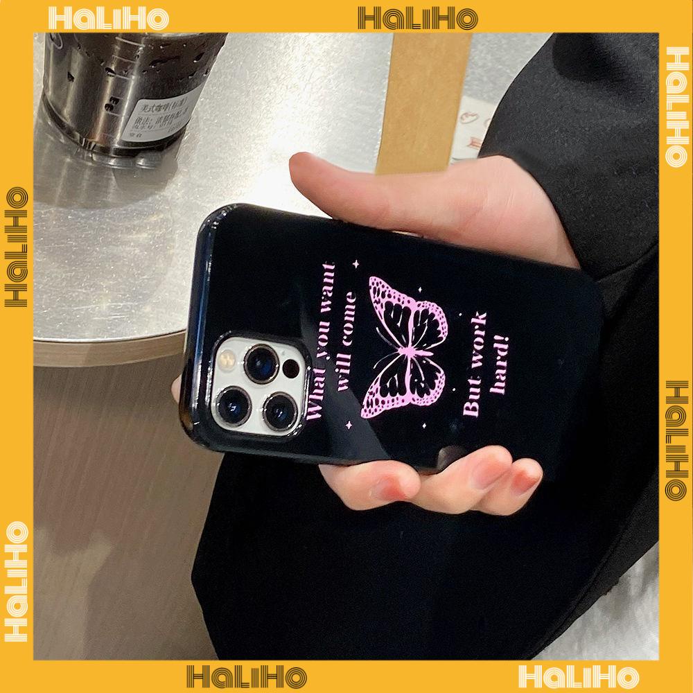 iPhone Case Silicone Soft Case Black TPU Glossy Big Hole Camera Protection Shockproof Pink Butterfly For iPhone 13 Pro Max iPhone 12 Pro Max iPhone 11 Pro Max iPhone 7Plus
