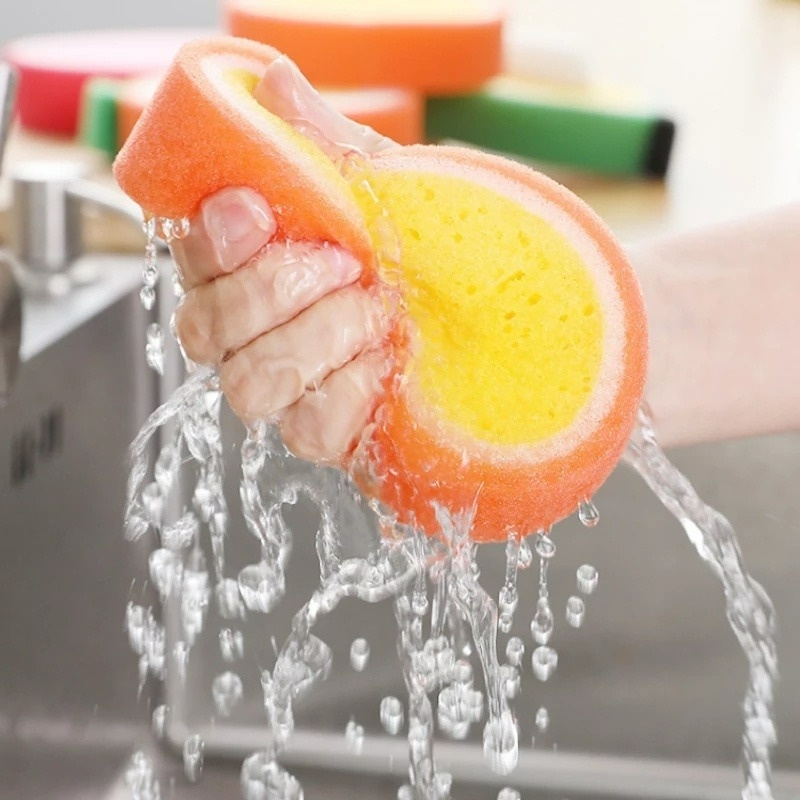 Miếng Bọt Biển Dày Dặn Chống Dính Dầu Hình Trái Cây Hoạt Hình Tiện Dụng