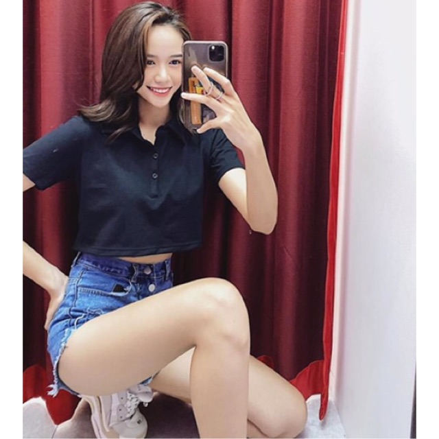 [Mã WASTUP giảm 10% tối đa 30K đơn 99K] Áo croptop cổ bẻ from rộng chất thun cotton Free Size dưới 55kg dành cho nữ | BigBuy360 - bigbuy360.vn