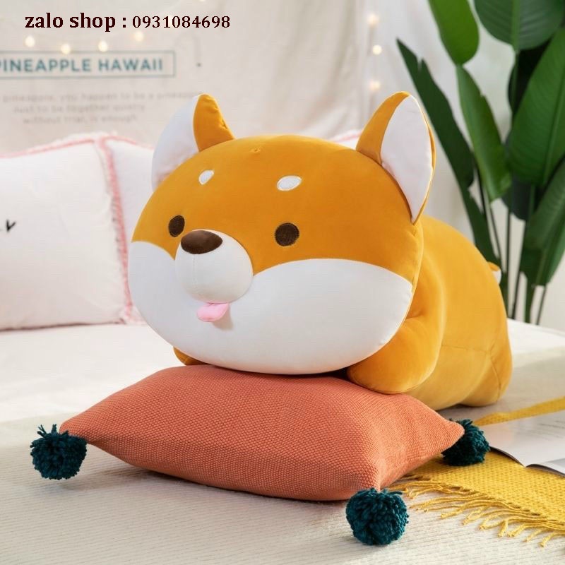 [Tặng móc khóa] Gấu Bông Chó Shiba Nằm size 70cm/90cm