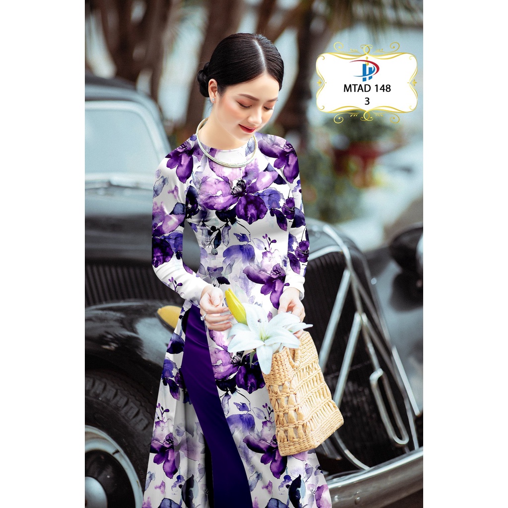 Vải áo dài hoa đều (MTAD 148), chất lụa ban mai co giãn nhẹ 4 chiều, mềm, mịn, mát, rũ tà, dày dặn che khuyết điểm tốt.