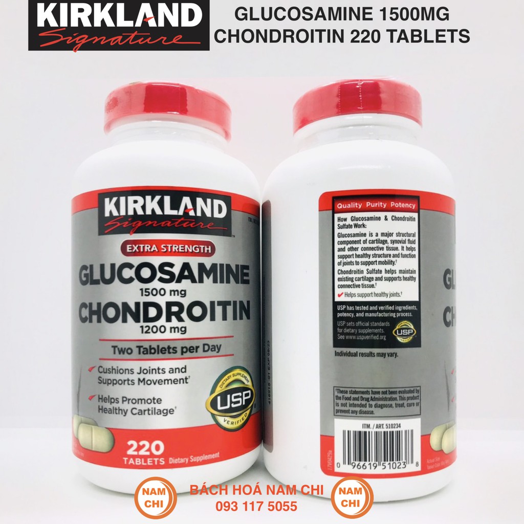 [DATE 2023] Viên Uống Kirkland Signature Glucosamine 1500mg Chondroitin 220 Viên