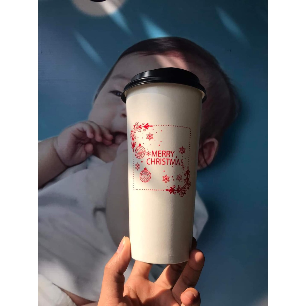 Cốc giấy 700ml 2 lớp giữ nhiệt tốt dùng cho 2 loại đồ uống nóng và lạnh in logo riêng