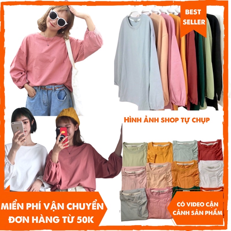 [Mã SKAMLTSM9 giảm 10% đơn 99K] ÁO THUN TAY DÀI BO CHUN STYLE ULZZANG CHO CÔ NÀNG BÁNH BÈO