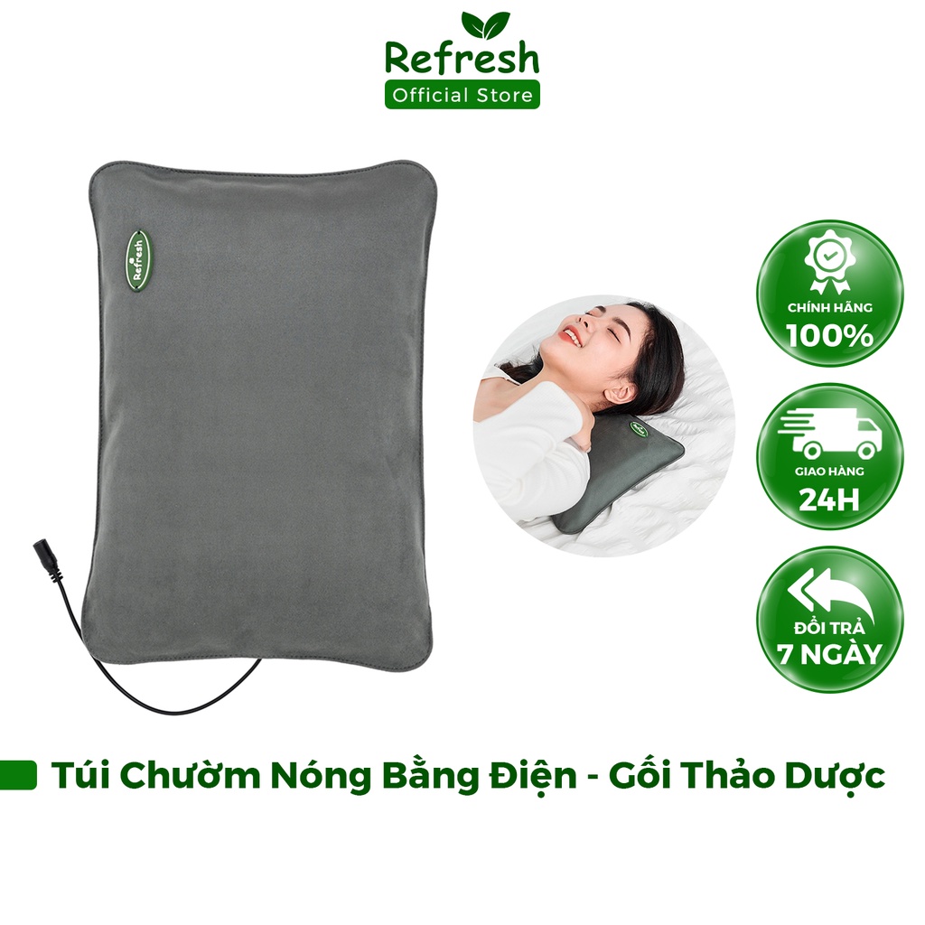 Gối Chườm Nóng Thảo Dược Dùng Điện REFRESH Giảm Đau Cổ Vai Gáy, Giảm Đau Lưng Hông, Đau Bụng, Giãn Cơ