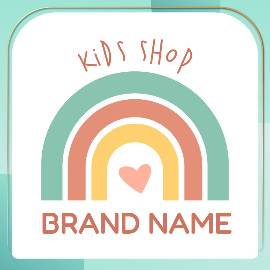 Mẫu logo giá rẻ hình cầu vồng vui tươi cho cửa hàng Mẹ và bé - Thiết kế gian hàng và nhận diện thương hiệu